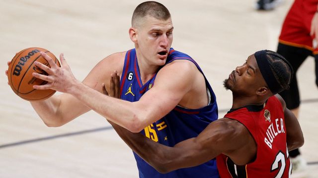 Denver Nuggets center Nikola Jokic and Miami Heat forward Jimmy Butler