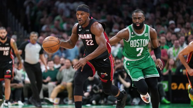 Boston Celtics guard Jaylen Brown, Miami Heat forward Jimmy Butler