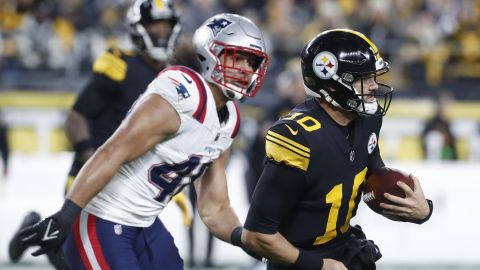 New England Patriots linebacker Jahlani Tavai and former Pittsburgh Steelers quarterback Mitch Trubisky