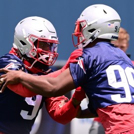 New England Patriots linebackers Matthew Judon, Keion White