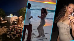 Thomas Partey Proposes to His Baby Mama Janine Mackson While On Vacation, Photos Drop