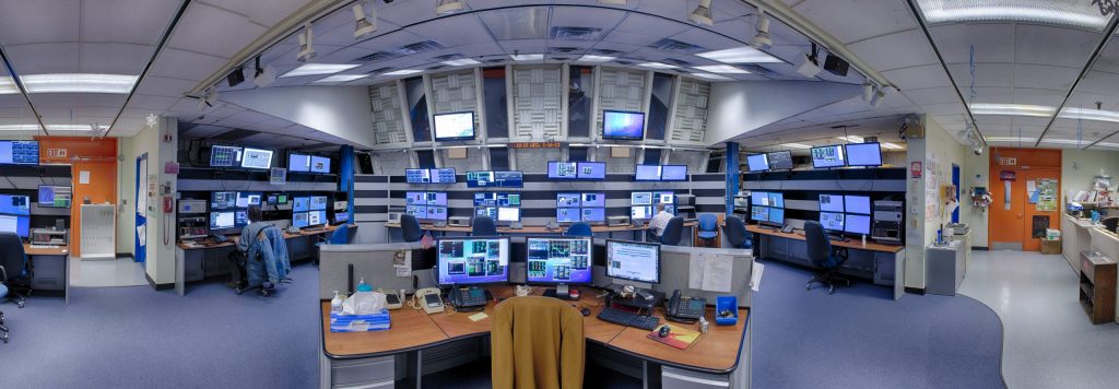 Particle accelerator operators track all the individual accelerator subsystems at once. The diagnostic signals pinging from individual subsystems form a vast informational web, and the data appear on screens that cover the walls of Fermilab’s Main Control Room, command central for the accelerator complex, pictured here. A machine learning program will not only track signals, but also quickly determine what specific system requires an operator's attention. Photo: Reidar Hahn, Fermilab