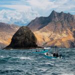 Robinson Crusoe landscape seen from the sea.