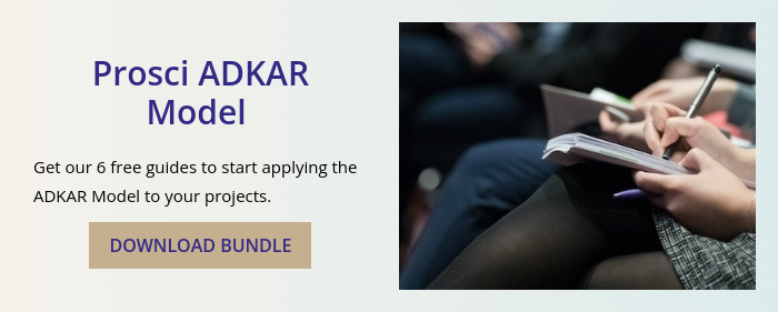 Prosci ADKAR Model    Get our 6 free guides to start applying the ADKAR Model to your projects.