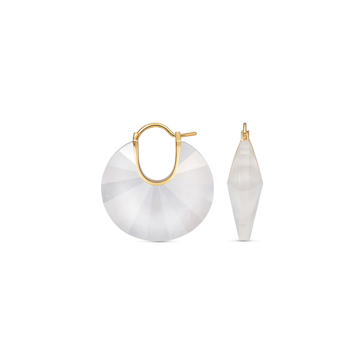 Noor Fares Milky White Quartz Hoop Earrings  Edit alt text