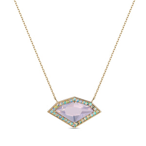 Noor Fares  Lavender Quartz Pendant with Ethopian Opal Cabochon Pavé