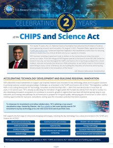 fact sheet cover for CHIPS and science act 2 year anniversary with text preview