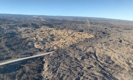 Image showing the lava flow crossing the road to the MLO. Credit: MLO Staff