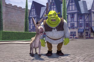 Eddie Murphy as Donkey and Mike Myers as Shrek in Shrek from 2001.