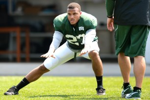 Dee Milliner works out at Jets practice