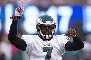 Eagles quarterback Michael Vick left the game against the Giants, but will continue to be the starter.