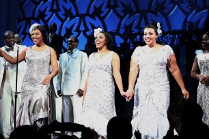 Dule Hill, Rosena M. Hill Jackson, Bryonha Marie Parham, Carmen Ruby Floyd and Fantasia Barrino at opening night of "After Midnight."