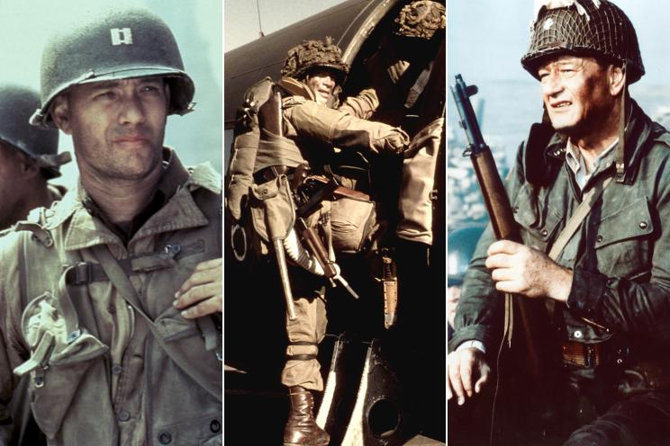 Tom Hanks in 1998's "Saving Private Ryan," Dexter Fletcher in 2001's "Band of Brothers," and John Wayne in 1962's "The Longest Day."