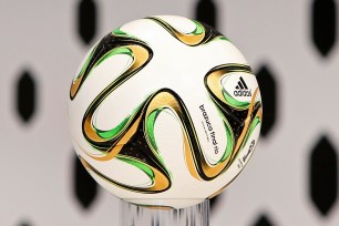 A Brazuca ball, the official match ball for the 2014 World Cup by Adidas.