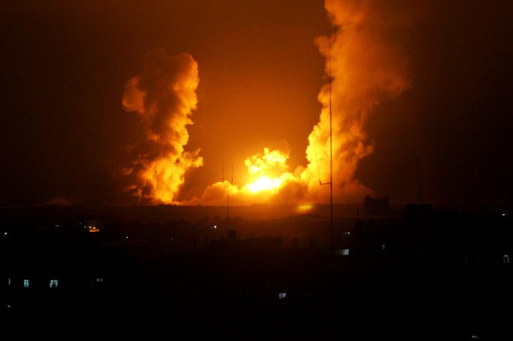 A ball of fire follows an Israel airstrike in southern Gaza July 1st.