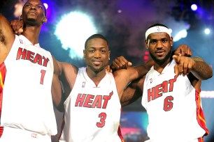 The attention ESPN is paying to the free agency of Chris Bosh (from left), Dwyane Wade and LeBron James might remind viewers of the attention paid to the ESPN-promoted "The Decision" four years ago.