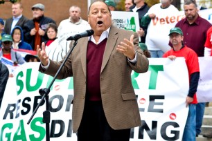 Libous at a rally in Albany October, 2012.