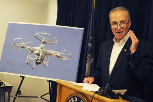 Sen. Charles Schumer urged the FAA and Commerce Department to regulate commercial and hobby drones.