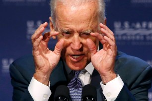 U.S. Vice President Joe Biden talks about rooting out corruption as he addresses a civil society forum during the U.S.-Africa Leaders Summit in Washington August 4, 2014. REUTERS/Jonathan Ernst (UNITED STATES - Tags: POLITICS TPX IMAGES OF THE DAY)