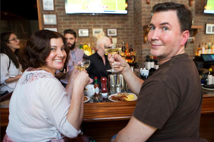 Jack and Suzanne Becton enjoying their $300 "Grand Cru Slam."