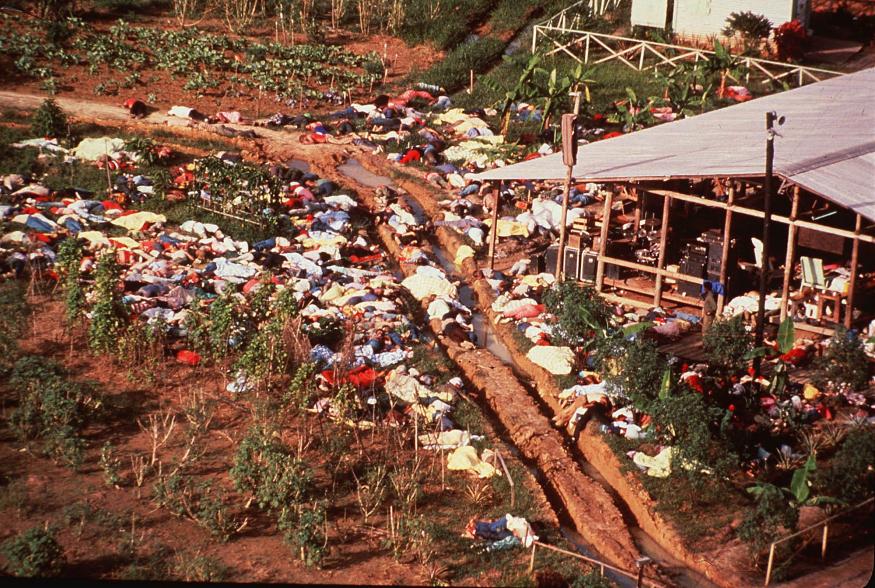 Hundreds of bodies are strewn around the Jonestown Commune in Jonestown, Guyana, where more than 900 members of the People's Temple committed suicide in November 1978.