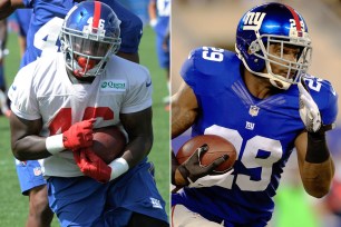 Kendall Gaskins and Michael Cox are set to scrap for the No. 4 slot on the Giants' RB depth chart.