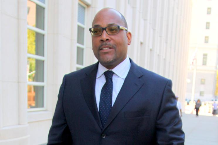 Brooklyn State Sen. John Sampson at Brooklyn federal court on Friday, August 15.