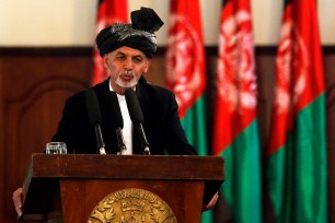 Afghanistan's new President Ashraf Ghani Ahmadzai speaks during his inauguration.