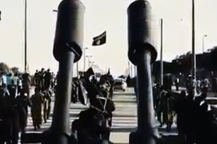 New recruits march in formation for an Islamic State propaganda YouTube clip.