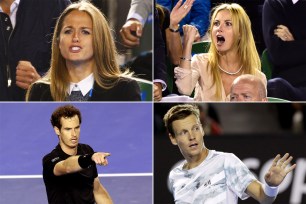 Andy Murray's fiancee Kim Sears (top left) had some choice words for Tomas Berdych (bottom right) during their Australian Open semifinal.