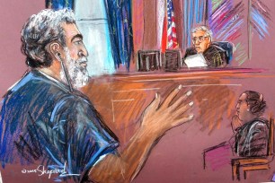 A courtroom sketch of Adel Abdel Bary.
