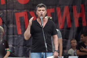 Opposition leader Boris Nemtsov speaks as Russian anti-Putin opposition activists hold a "March of Millions" rally in 2011.