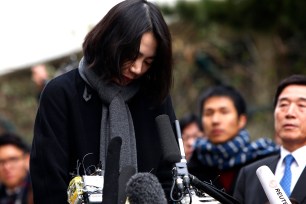 Cho Hyun-ah at a press conference in December.