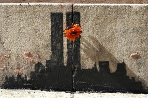 Banksy put up a skyline of the World Trade Center during his 31-day residency in the fall of 2013.