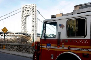 The woman jumped off the bridge at around 7:30 a.m. on Sunday morning.