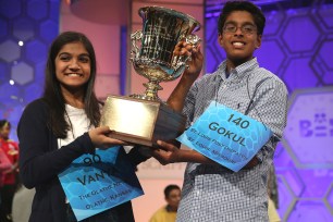 Scripps National Spelling Bee champions Vanya Shivashankar and Gokul Venkatachalam.