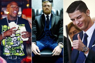 (Left to right) Floyd "Money" Mayweather, UFC fighter Conor McGregor, and Cristiano Ronaldo truly live the life of the rich and famous.