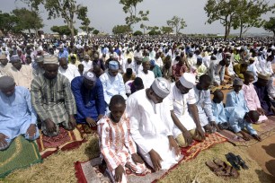 Muslims pray at the Isa Kazaure praying ground (not the site of the attack) in Nigeria’s central city of Jos on July 17th.