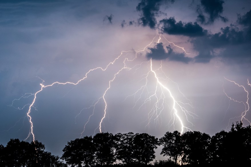 Lightning strikes in Brandenburg, Germany.