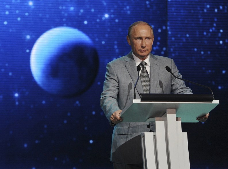 Russian President Vladimir Putin speaks in Sochi, Russia.
