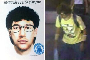 Thai police released this composite image of the prime suspect in the Bangkok bombing who the Thai media identified as Yusufu Mieraili.