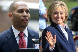 Hakeem Jeffries and Hillary Clinton