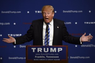 Donald Trump speaks at an event on October 3.