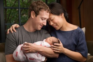 Mark Zuckerberg and his wife, Priscilla, with their new daughter Max.