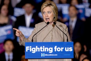 HIllary Clinton speaks at an event in San Gabriel, California on January 7.