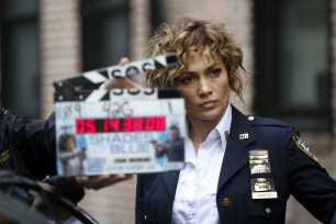 Jennifer Lopez filming "Shades Of Blue" in New York City.