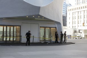 Authorities respond to a suspicious package at the WTC Path Station in Manhattan