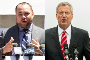 Corey Johnson and Bill de Blasio