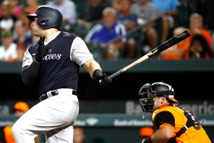 Luke Voit belts his second homer of the night in the 10th inning of the Yankees' 6-4 win over the Orioles Friday night.
