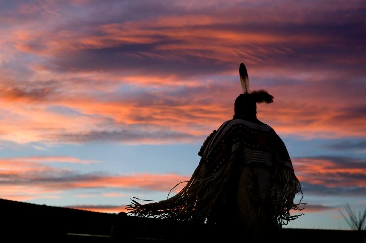 A woman performs a traditional Native American dance during the North American Indian Days celebration on the Blackfeet Indian Reservation in Browning, Montana.